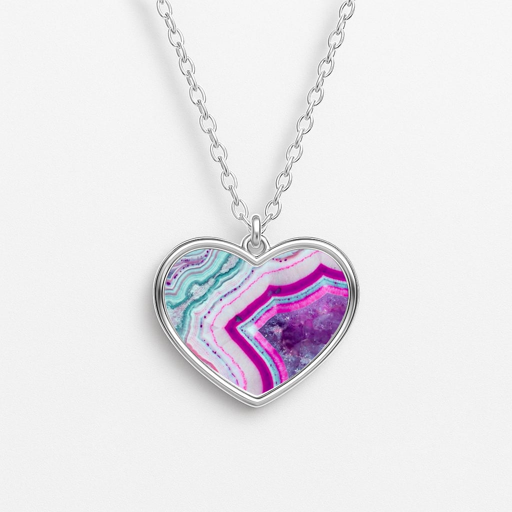 Purple Geode Pattern Heart Necklace