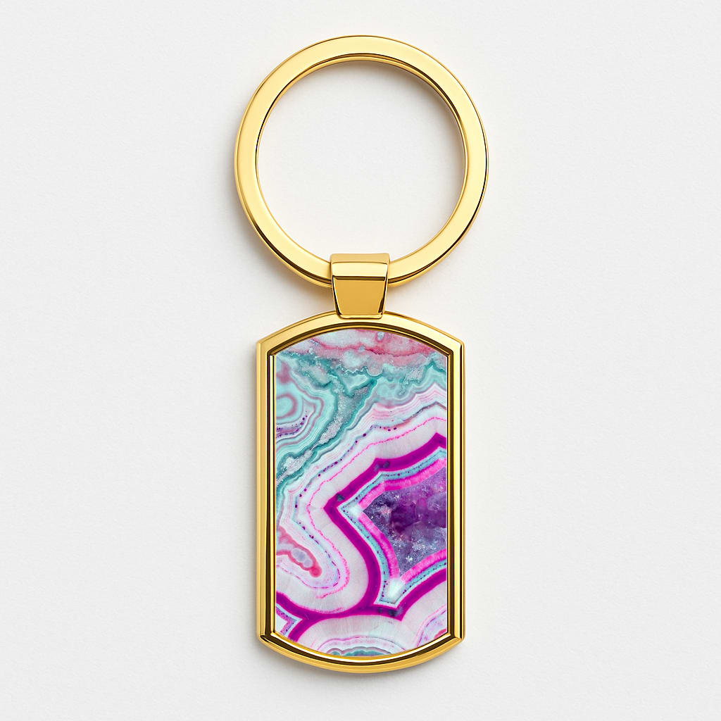 Purple Geode Pattern Gold Keyring