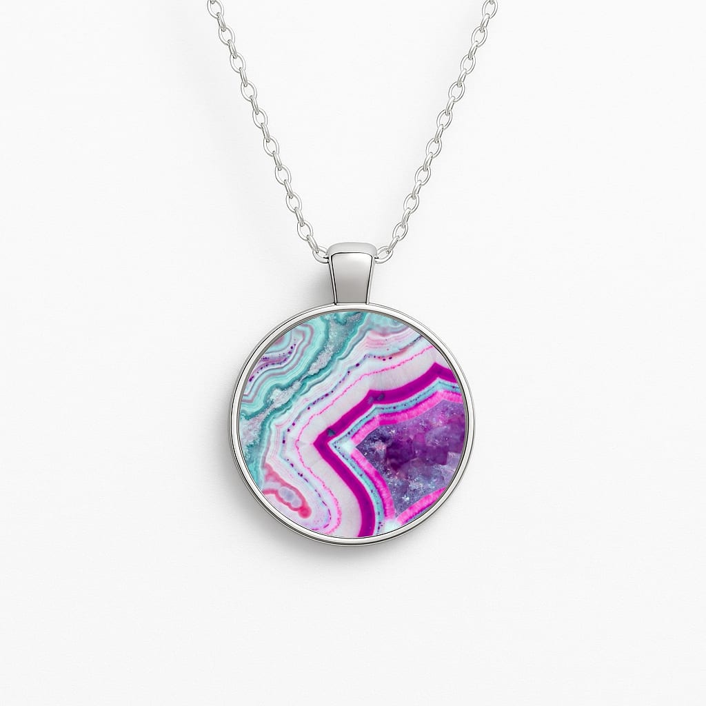 Purple Geode Pattern Circle Necklace