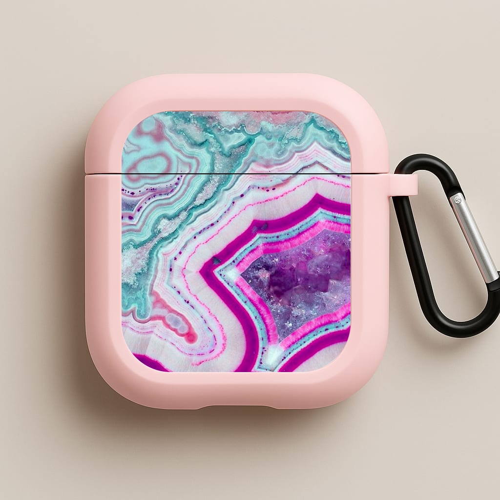Purple Geode Pattern Pink AirPods Case