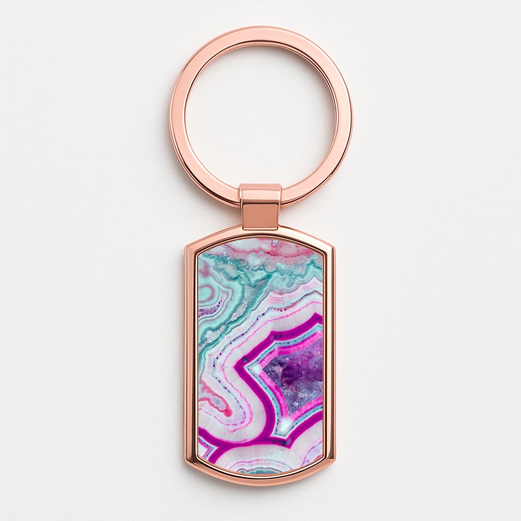 Purple Geode Pattern Rose Gold Keyring