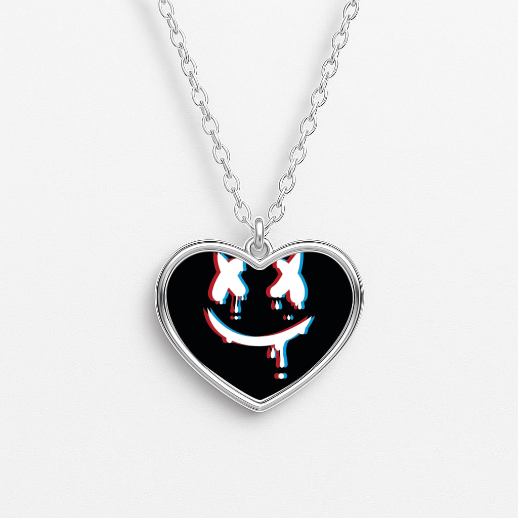 Blue Blur - White Helmet DJ Heart Necklace