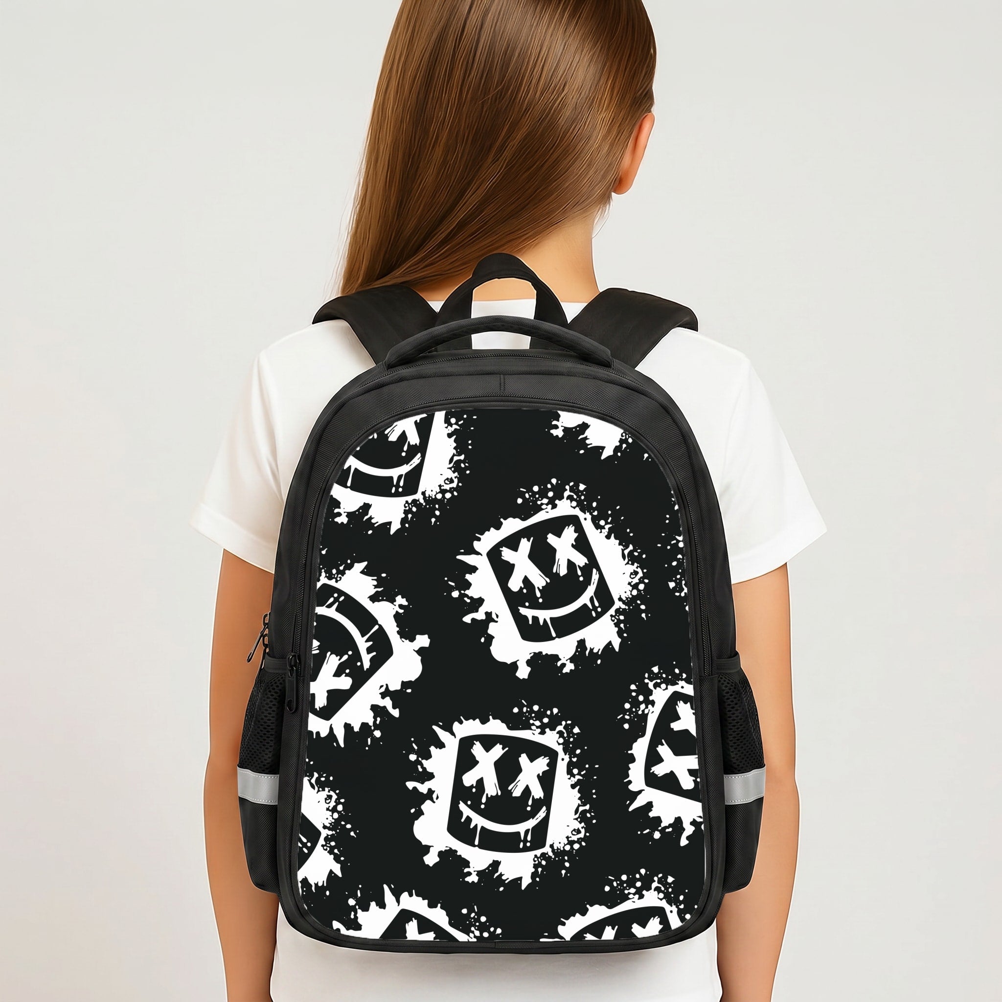 Black And White Helmet DJ Pattern Backpack
