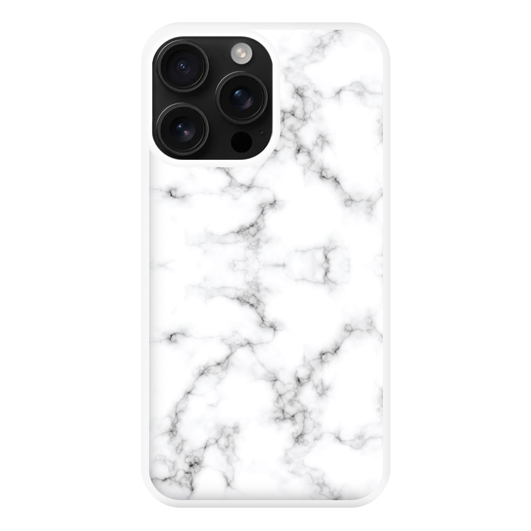 White Marbled Phone Case for iPhone 16 Pro Max