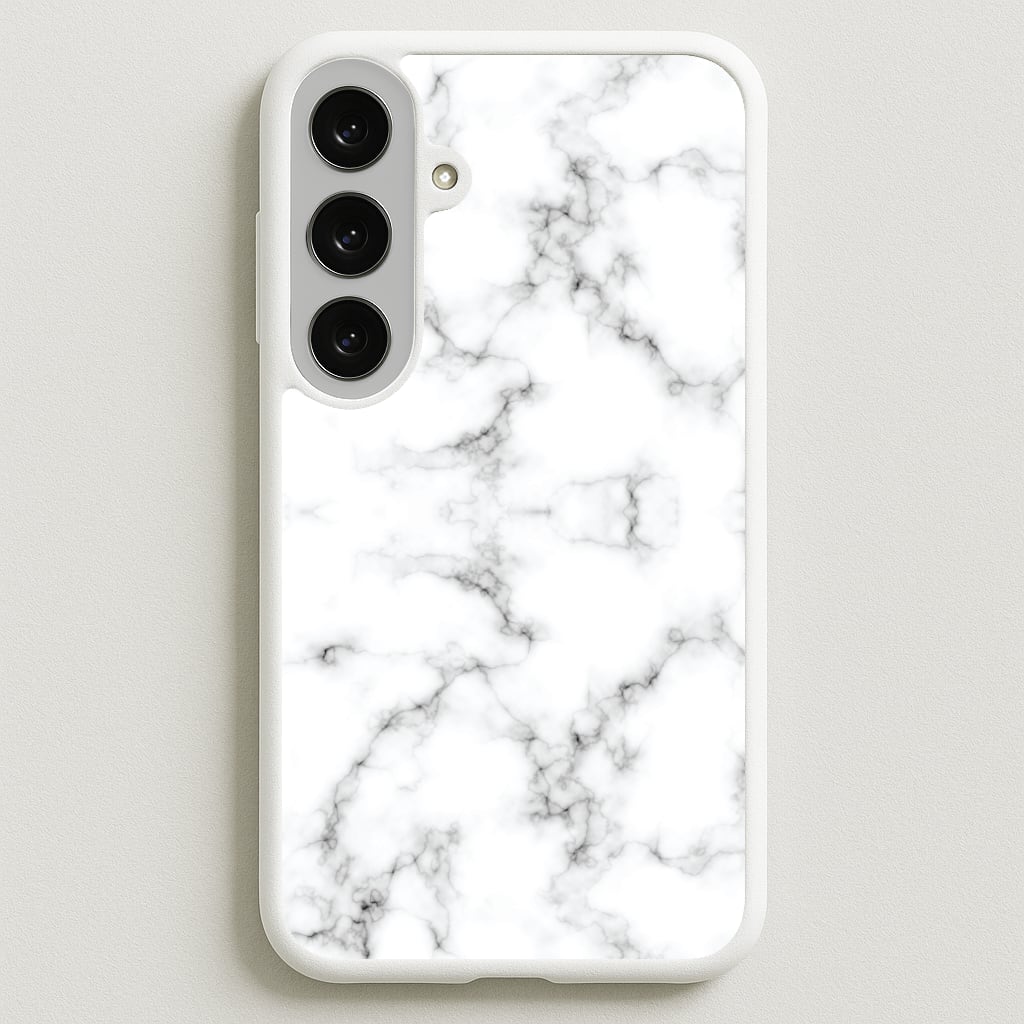 White Marbled Phone Case for Galaxy S25FE