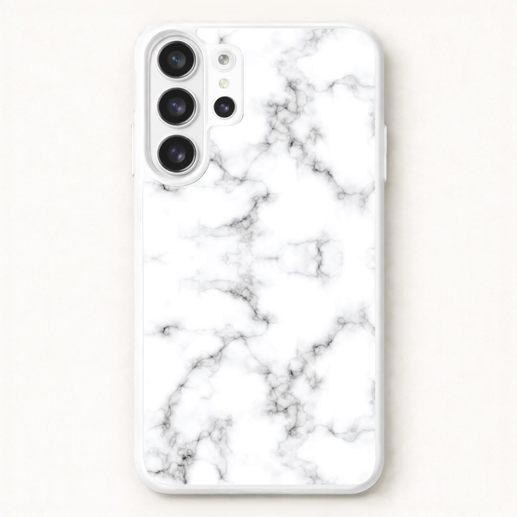 White Marbled Phone Case for Galaxy S26 Ultra
