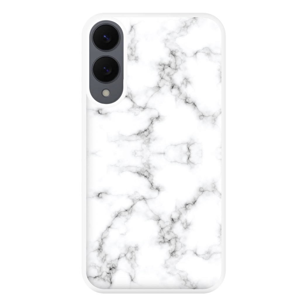 White Marbled Phone Case for Galaxy S25 Edge