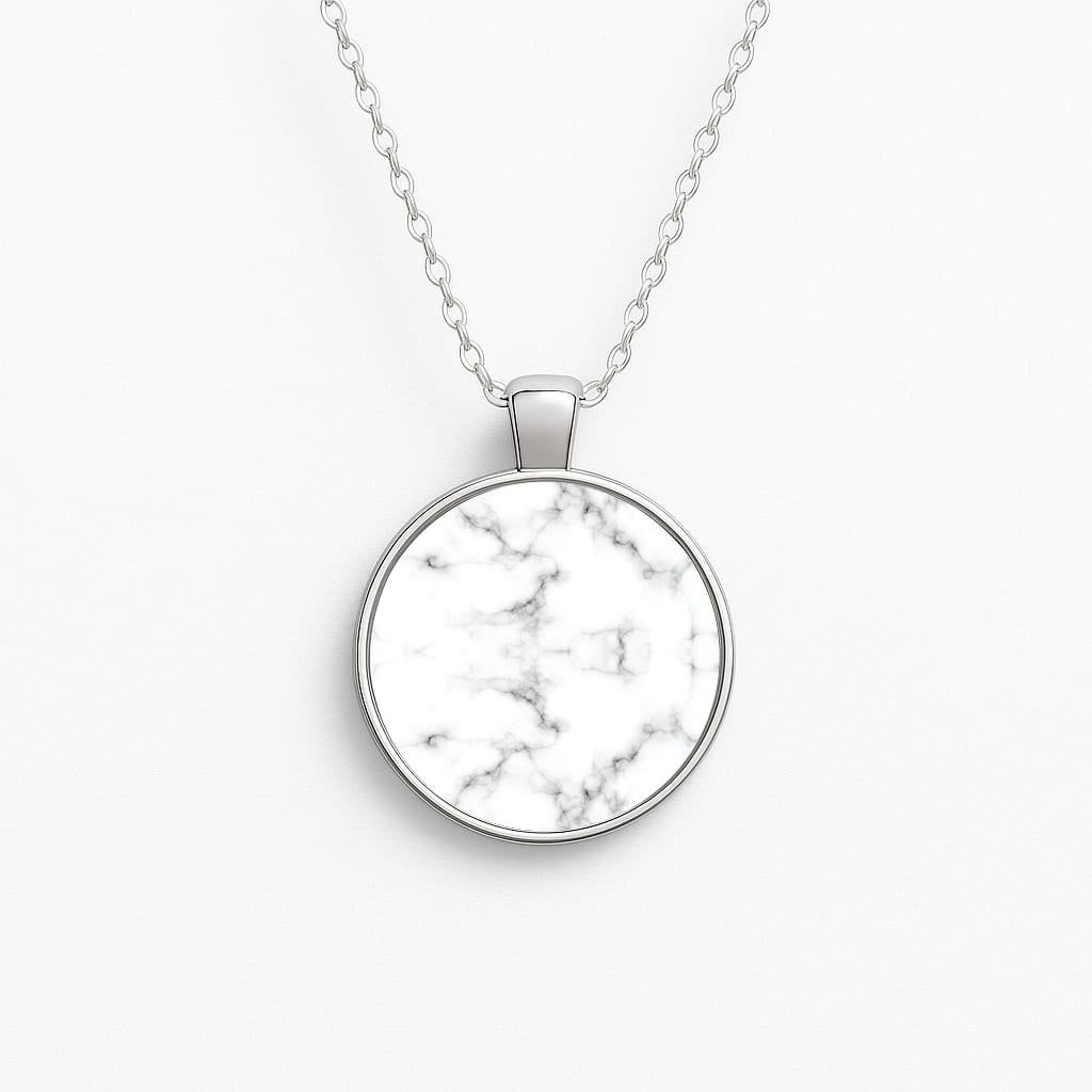 White Marbled Circle Necklace