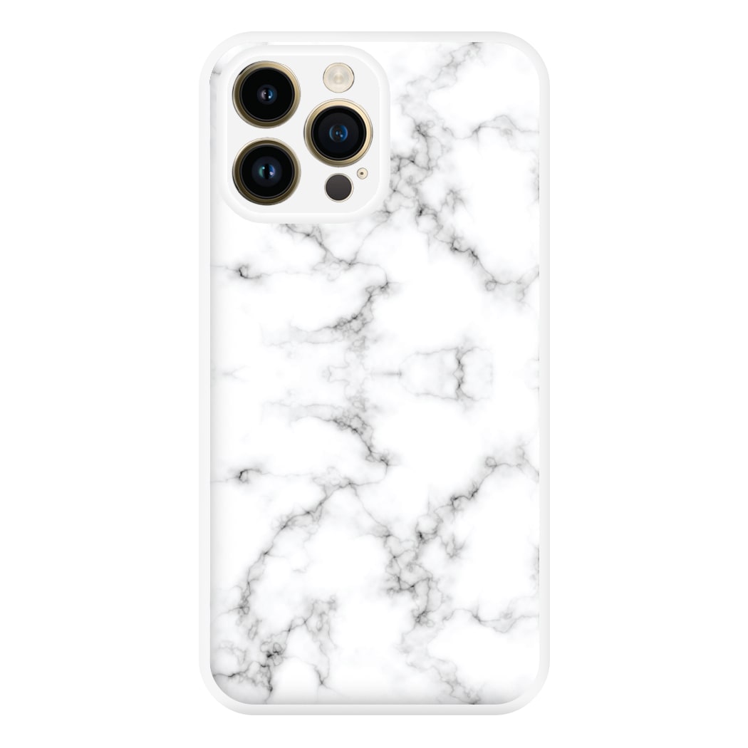 White Marbled Phone Case for iPhone 14 Pro Max