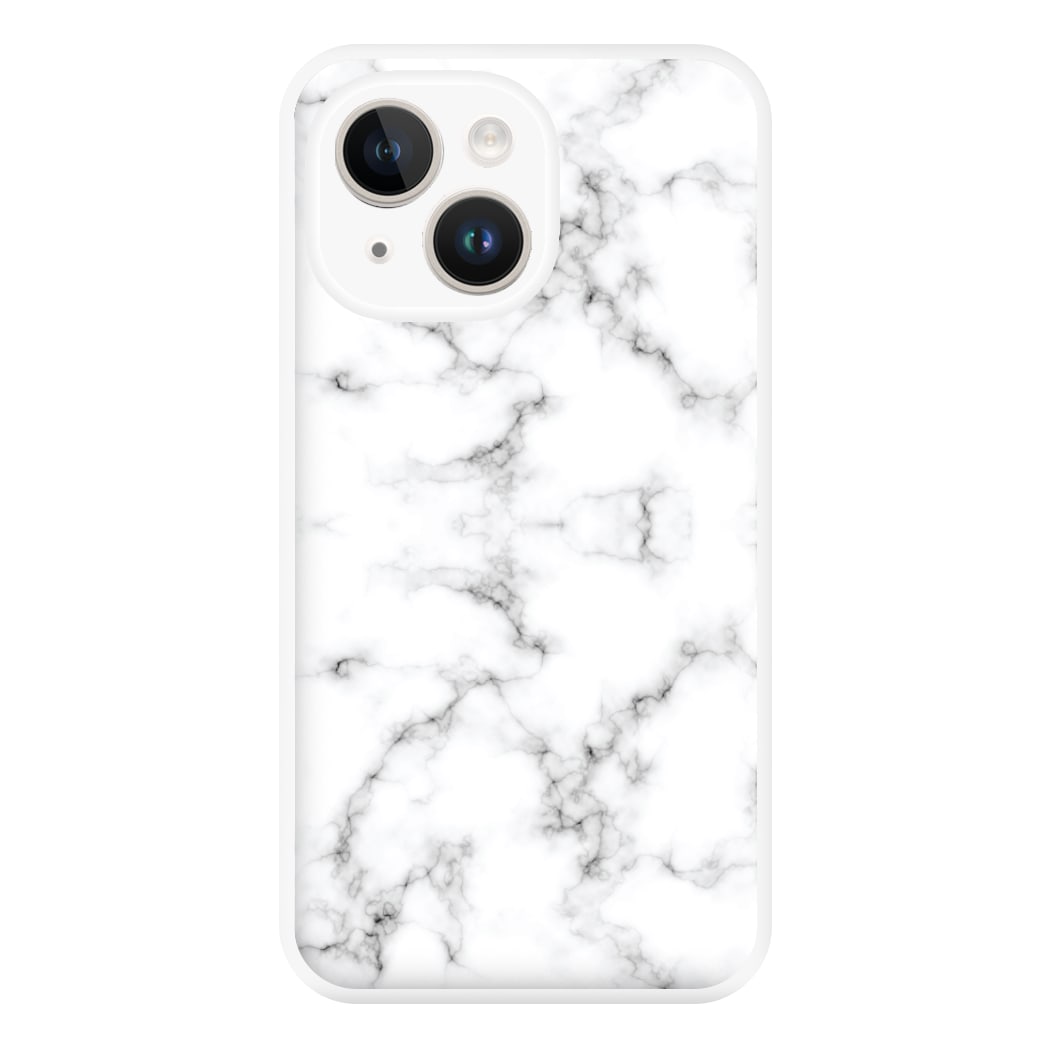 White Marbled Phone Case for iPhone 14 Plus