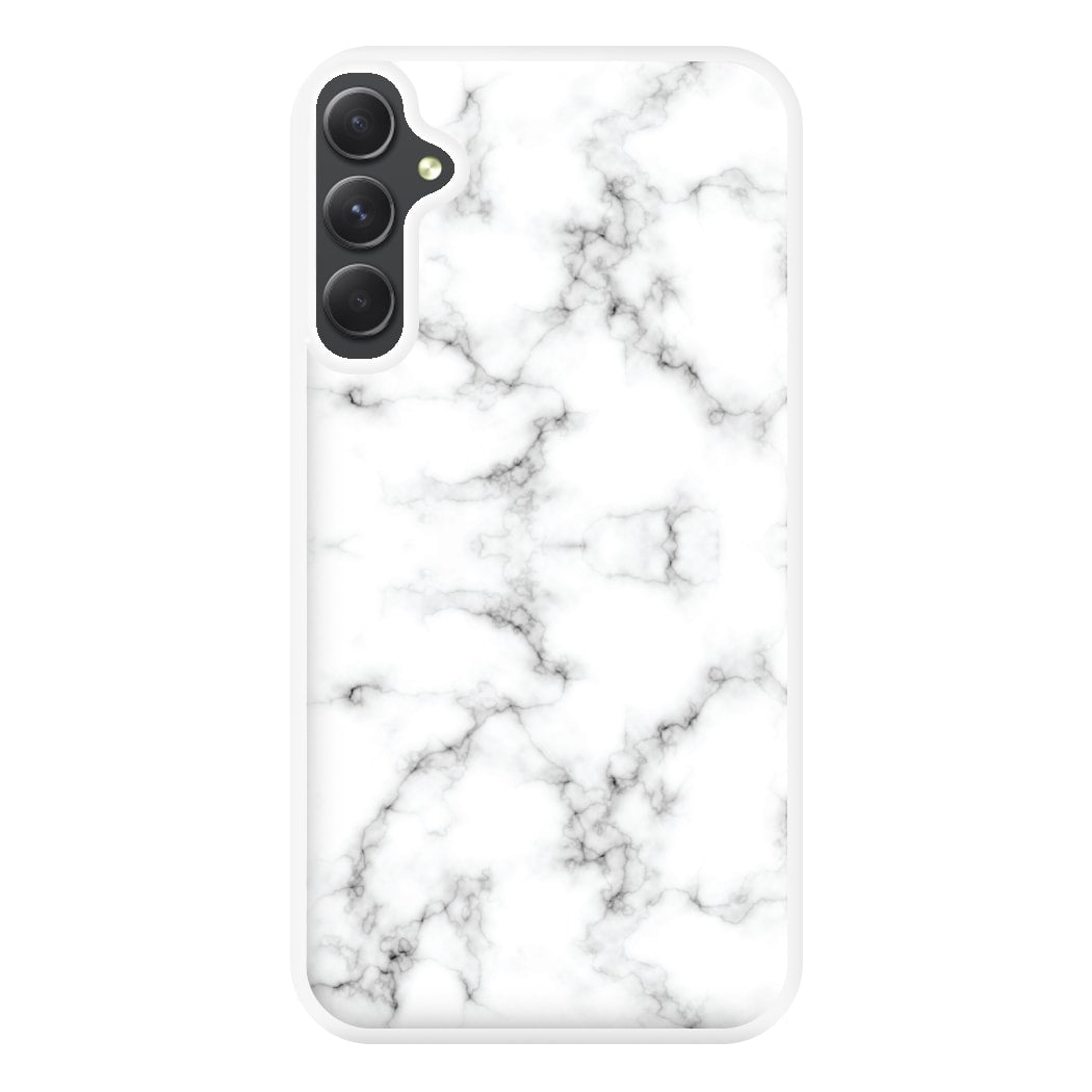 White Marbled Phone Case for Galaxy A34
