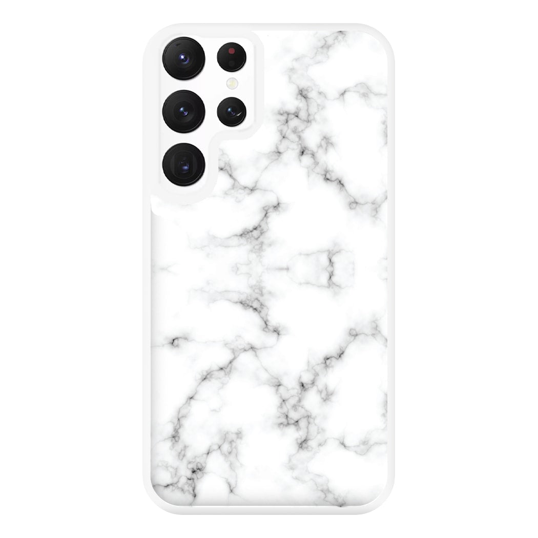 White Marbled Phone Case for Galaxy S22 Ultra