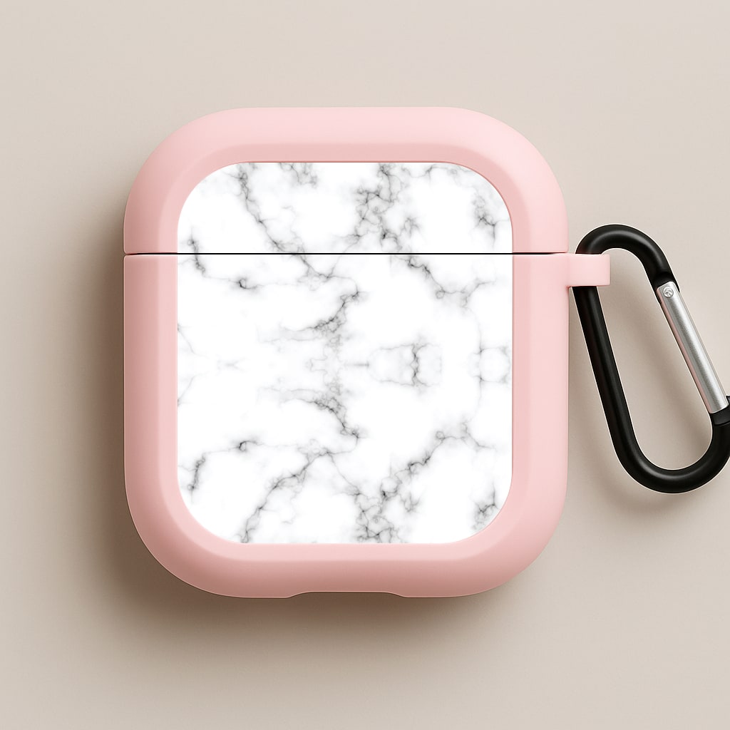 White Marbled Pink AirPods Case