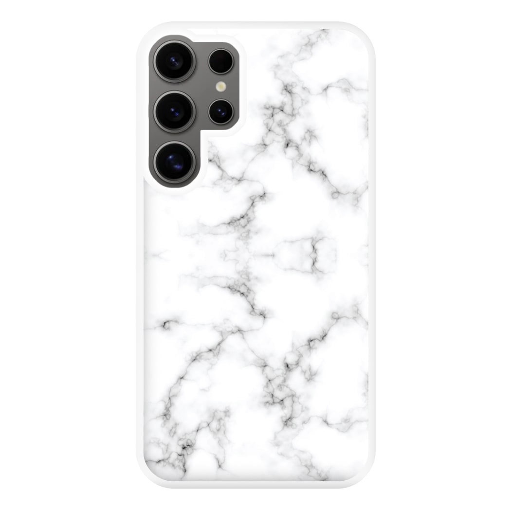 White Marbled Phone Case for Galaxy S24 Ultra