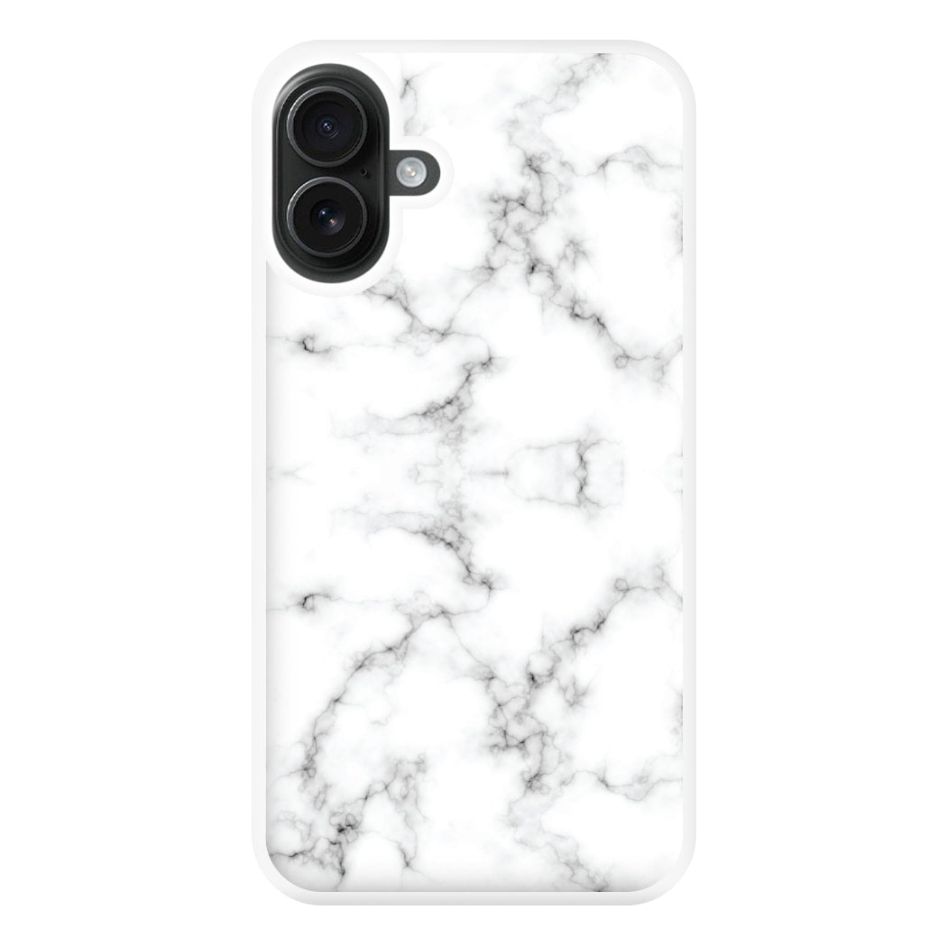 White Marbled Phone Case for iPhone 16 Plus