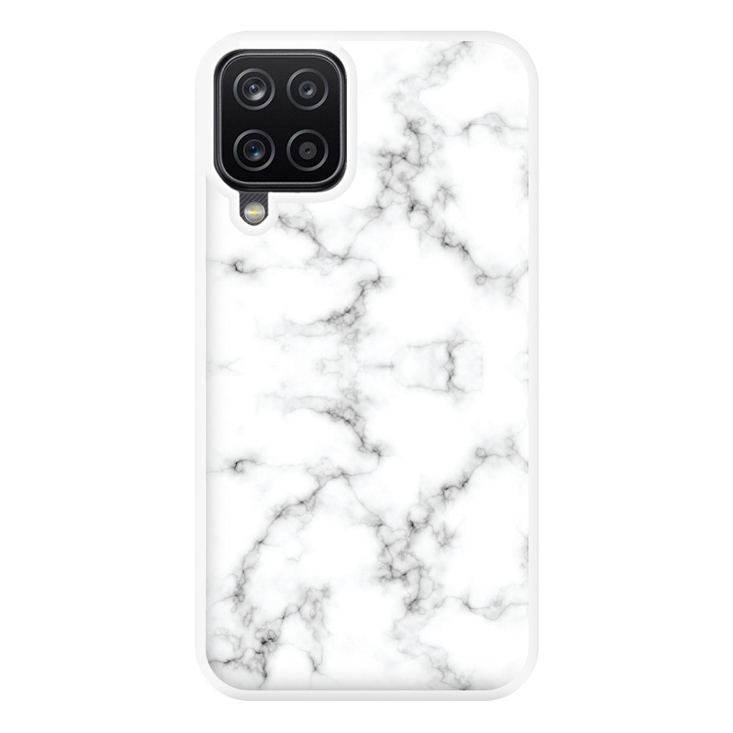 White Marbled Phone Case for Galaxy A12