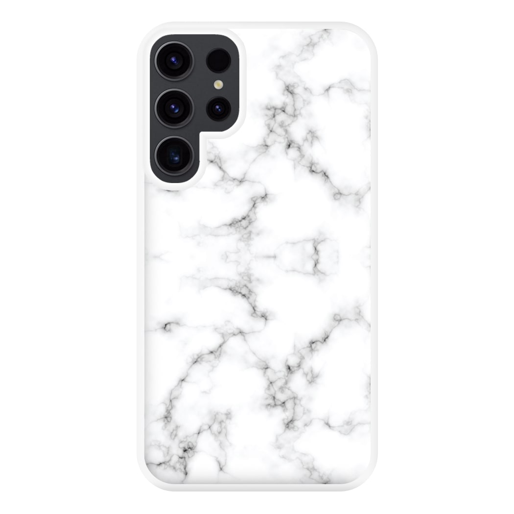 White Marbled Phone Case for Galaxy S23 Ultra