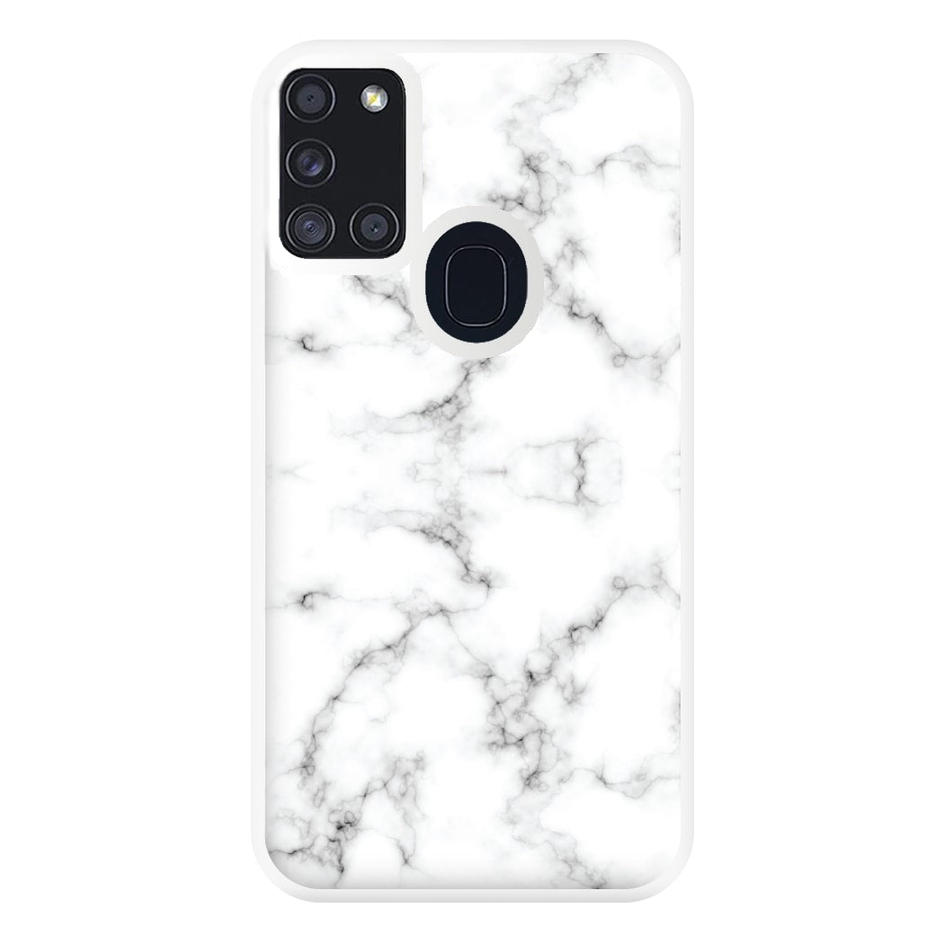 White Marbled Phone Case for Galaxy A21s