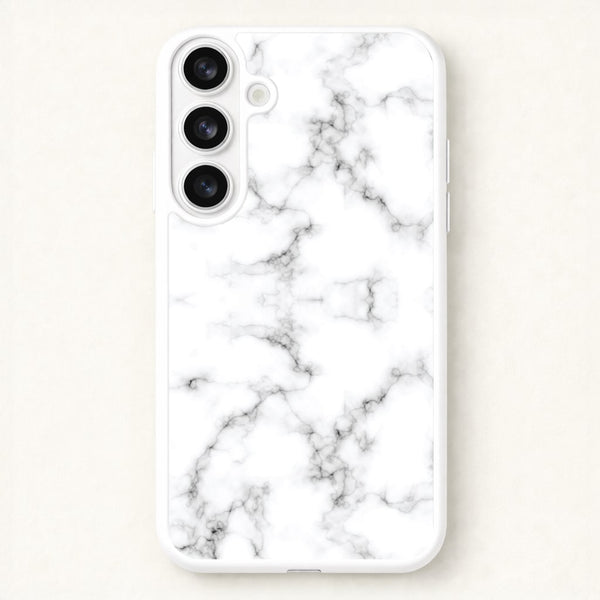 White Marbled Phone Case for Galaxy S26 Plus