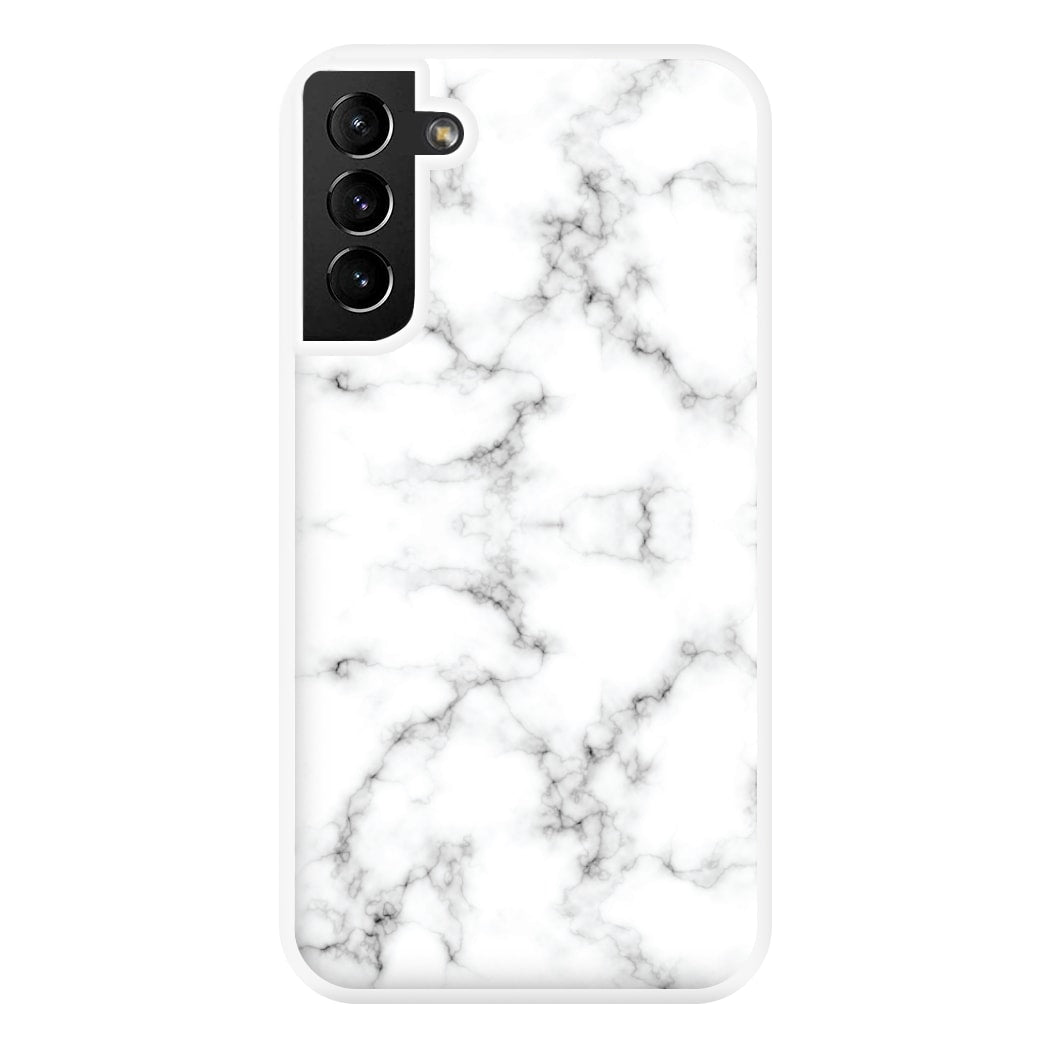White Marbled Phone Case for Galaxy S21 Plus