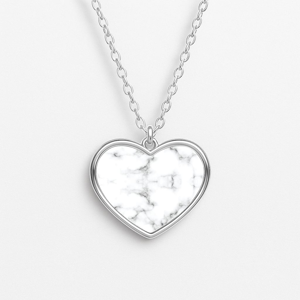 White Marbled Heart Necklace