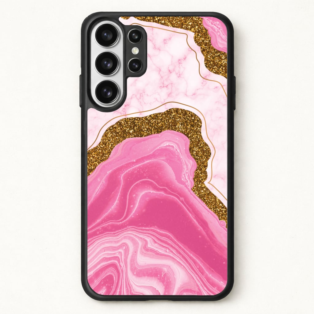 Marble Rock Veins And Glitter Phone Case for Galaxy S26 Ultra