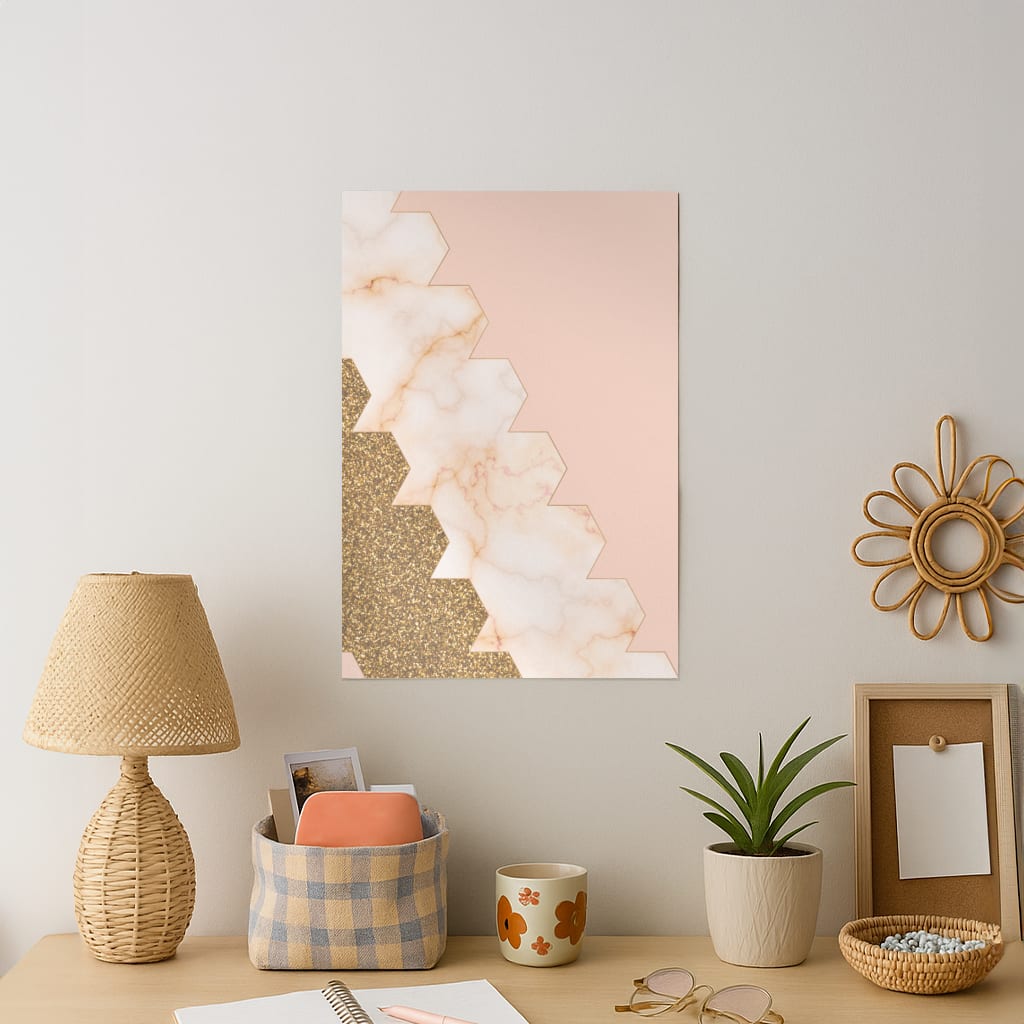 Glitter And Marble Geometric Art Print