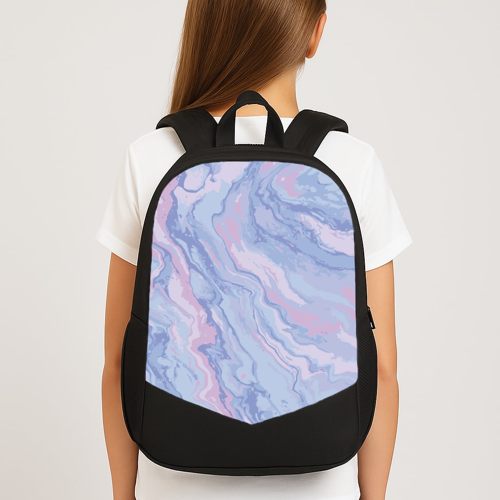 Purple Cloudy Marble Large School Bag