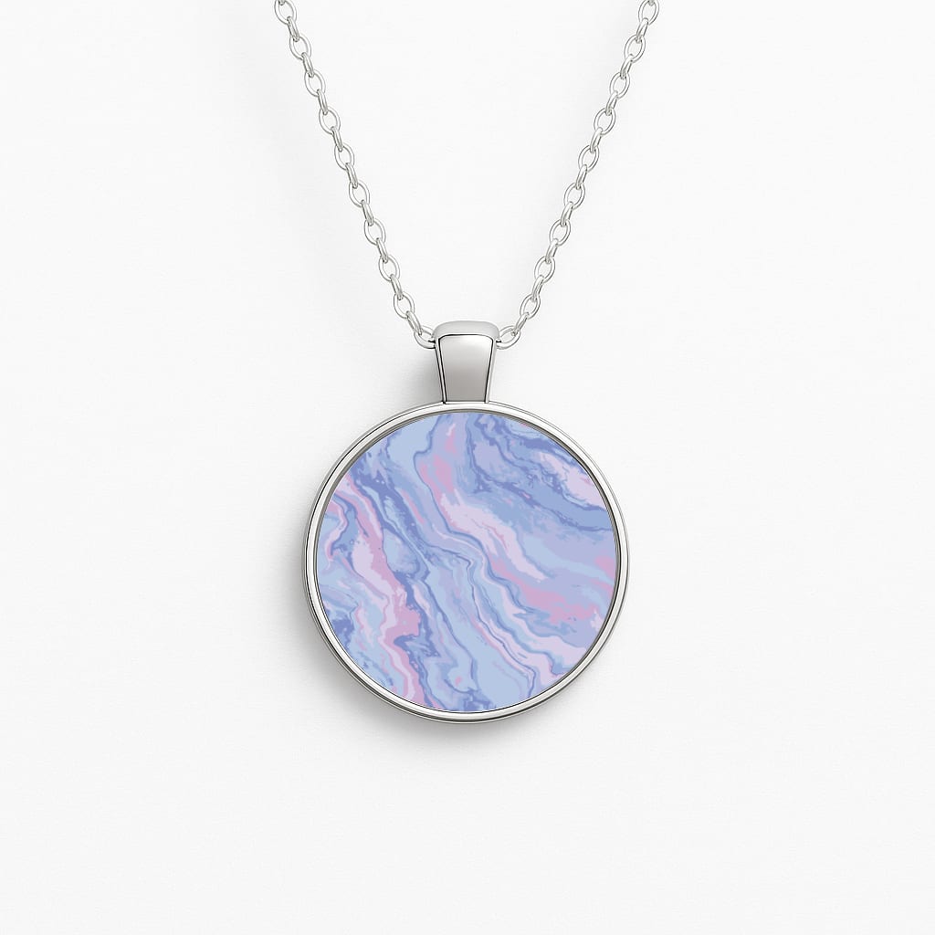 Purple Cloudy Marble Circle Necklace
