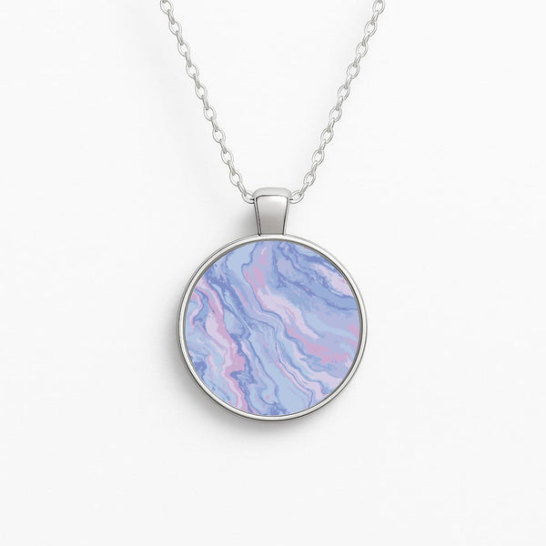 Purple Cloudy Marble Circle Necklace