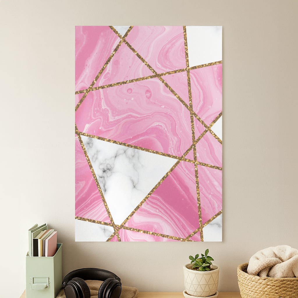 Pink Marble And Gold Collage Poster