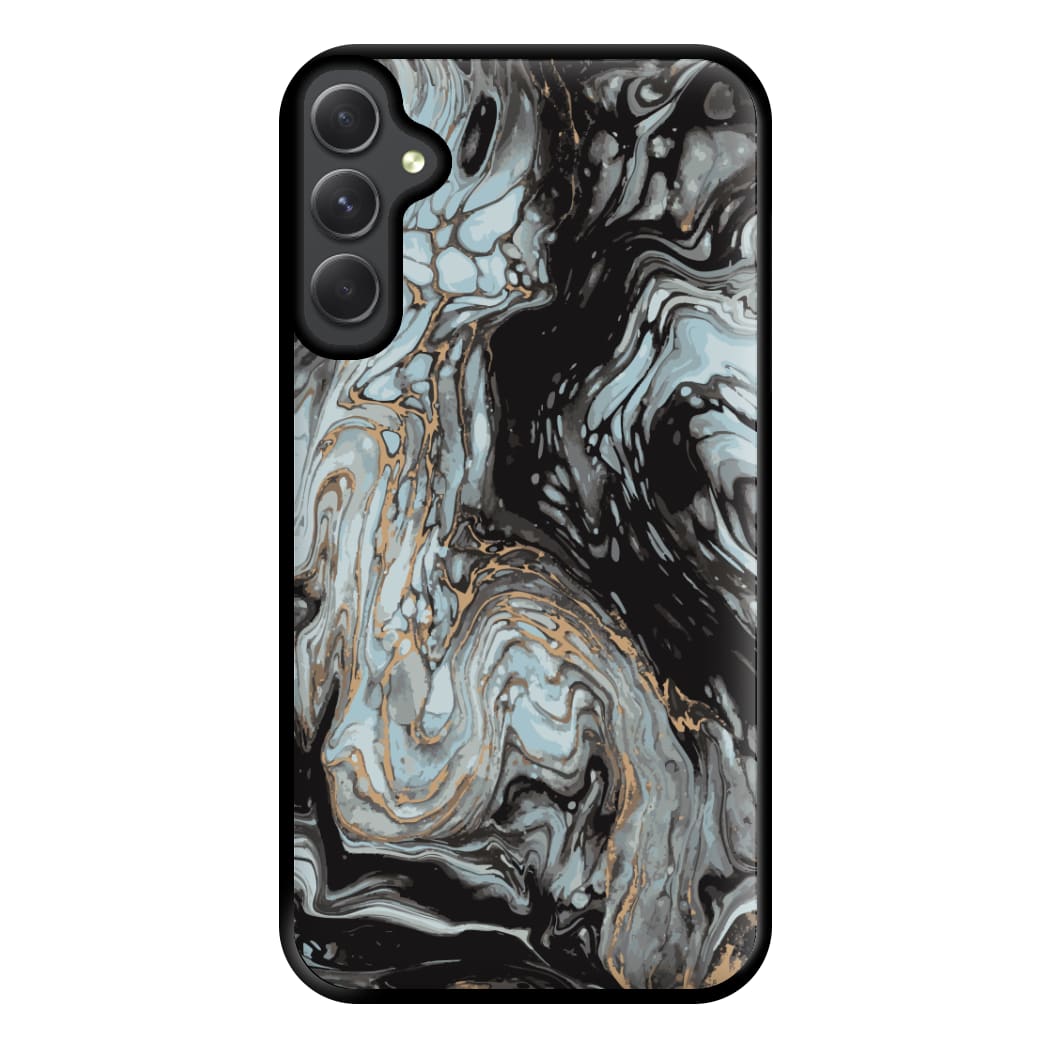 Black And Gold Cloudy Marble Phone Case for Galaxy A54