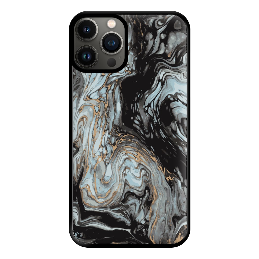 Black And Gold Cloudy Marble Phone Case for iPhone 13 Pro Max