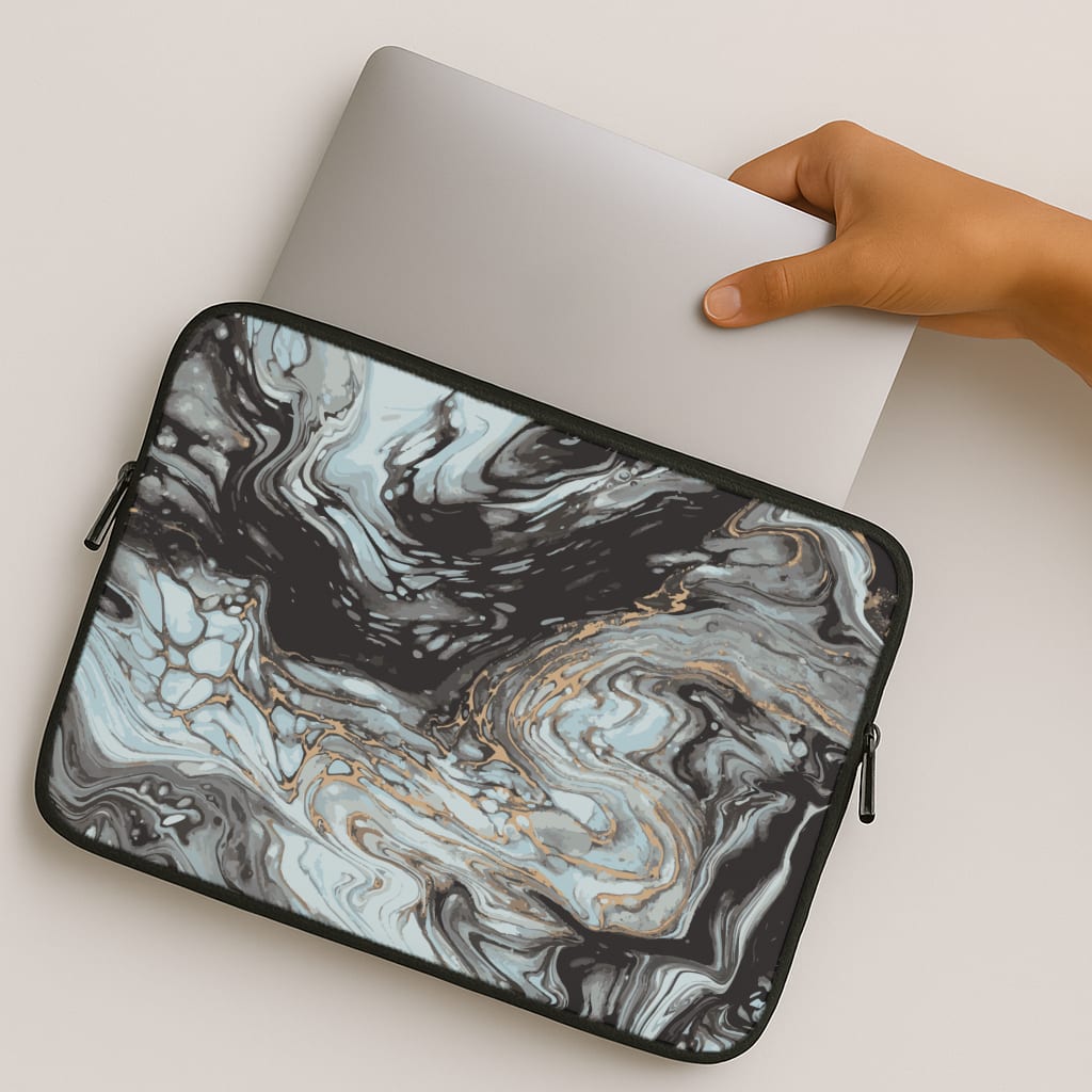 Black And Gold Cloudy Marble MacBook Case