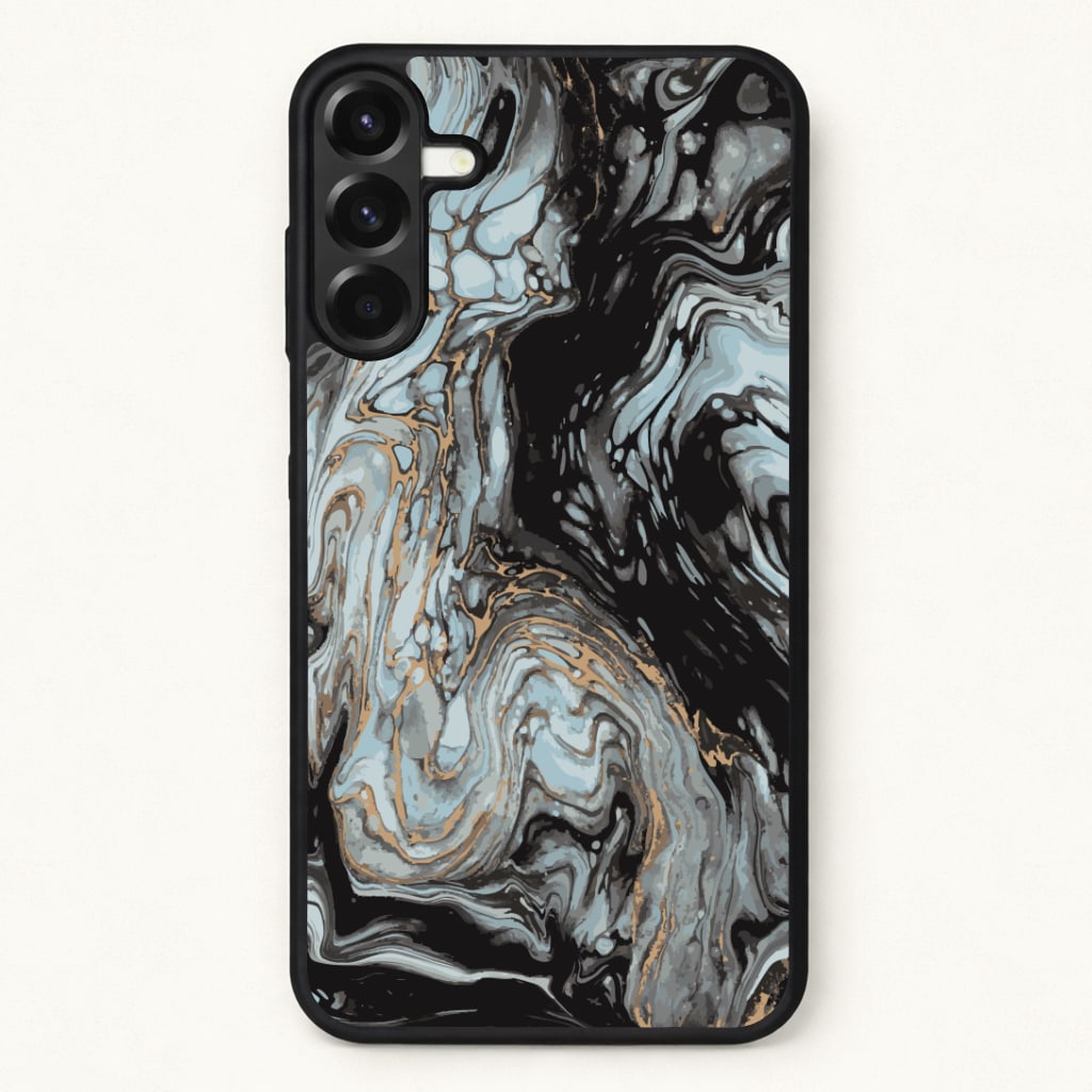 Black And Gold Cloudy Marble Phone Case for Galaxy A17