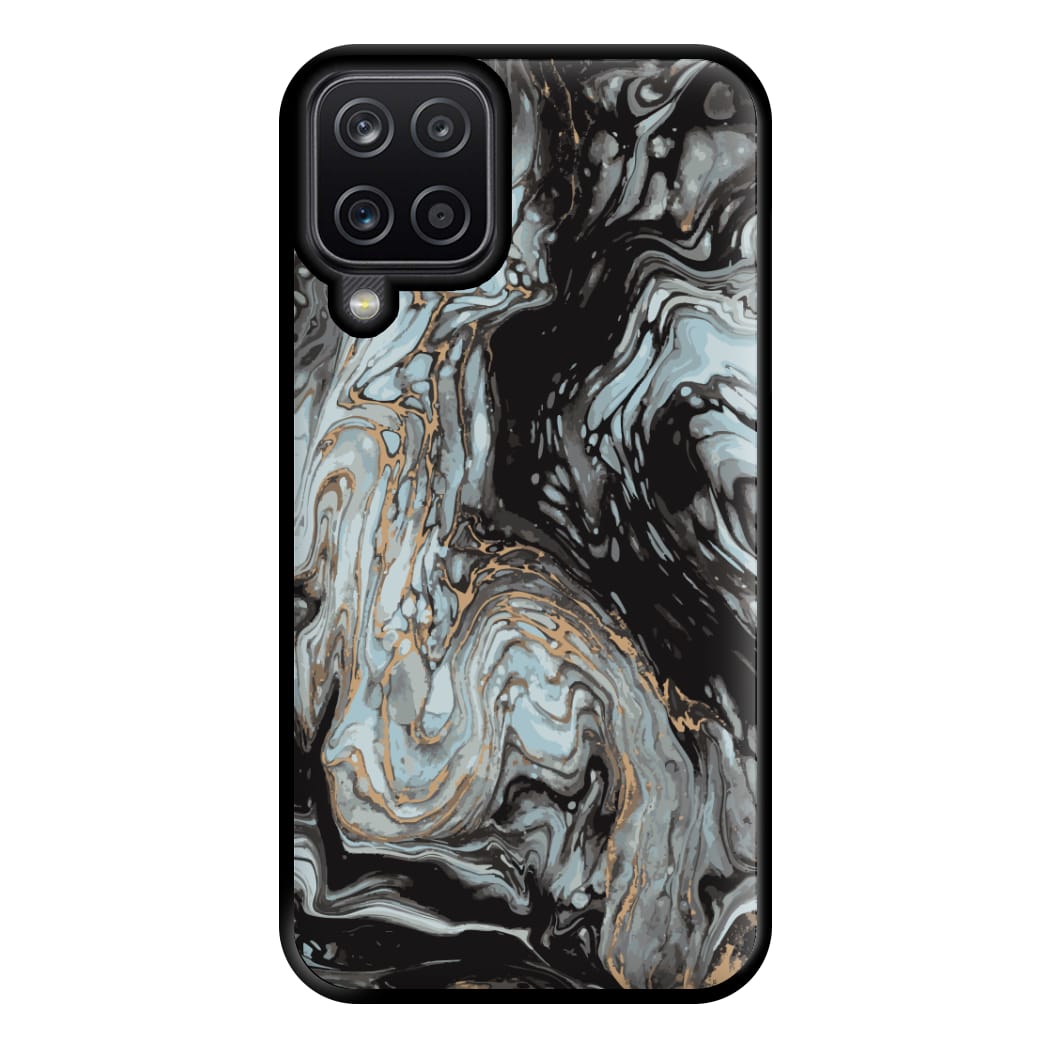 Black And Gold Cloudy Marble Phone Case for Galaxy A12