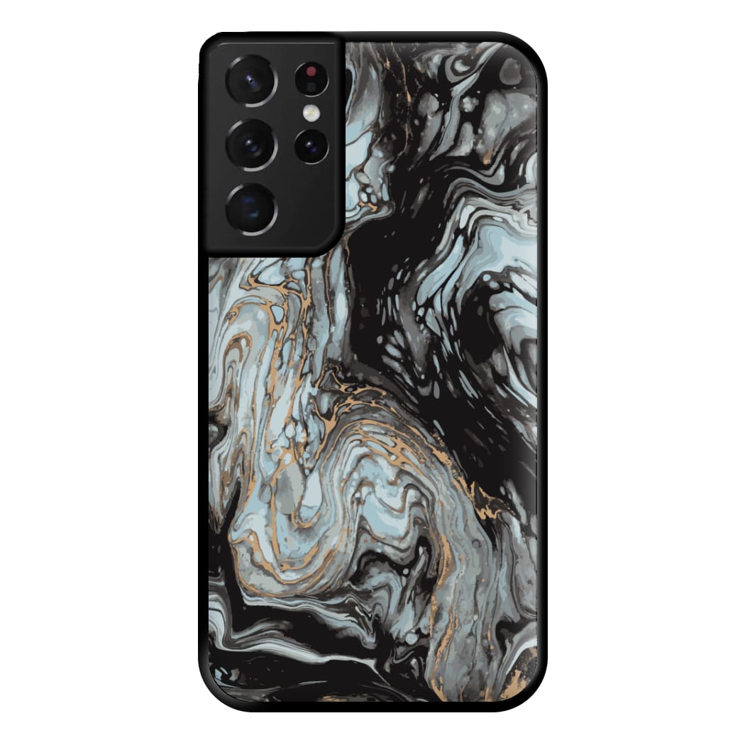 Black And Gold Cloudy Marble Phone Case for Galaxy S21 Ultra