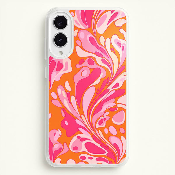 Orange Marble Swirl Phone Case - Galaxy S25 Edge / Standard
