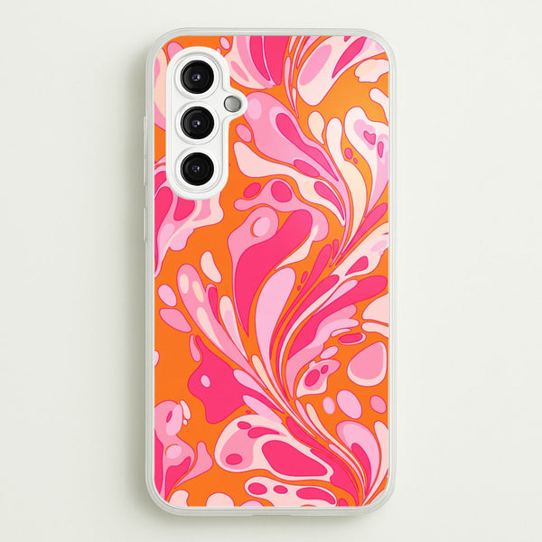 Orange Marble Swirl Phone Case - Galaxy A14 / Standard