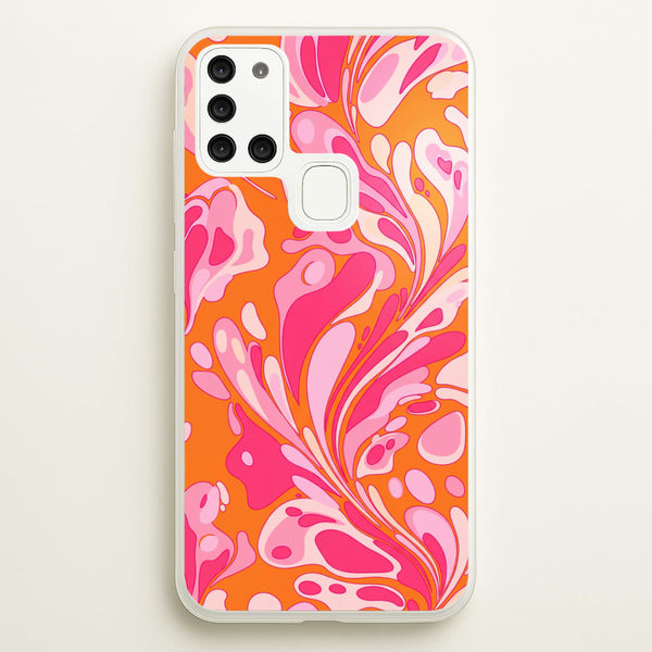 Orange Marble Swirl Phone Case - Galaxy A21s / Standard
