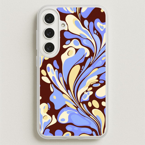 Blue, Yellow & Brown Marble Swirl Phone Case - Galaxy S25FE / Standard