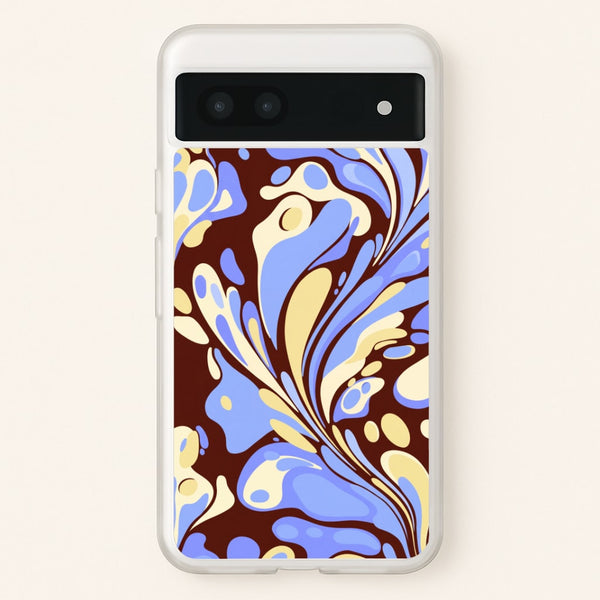Blue, Yellow & Brown Marble Swirl Phone Case - Google Pixel 7a / Standard