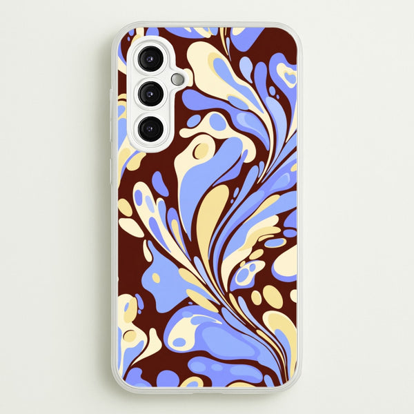 Blue, Yellow & Brown Marble Swirl Phone Case - Galaxy A14 / Standard