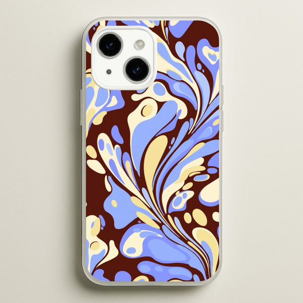 Blue, Yellow & Brown Marble Swirl Phone Case - iPhone 14 Plus / Standard