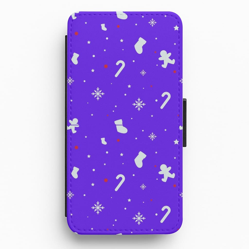 Festive Pattern - Blue Flip / Wallet Phone Case