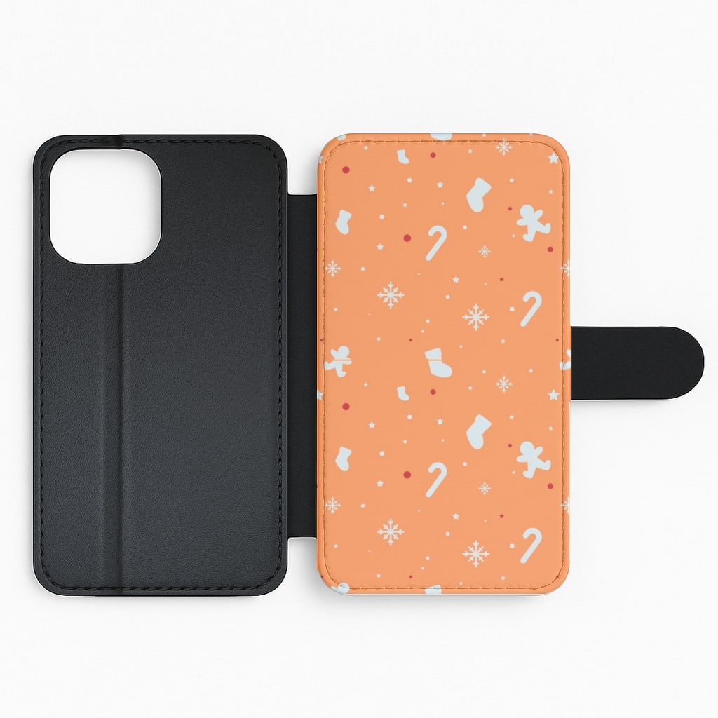 Festive Pattern - Orange Flip Phone Case