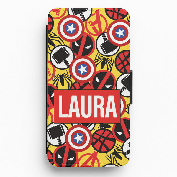 Collage - Personalised Superhero Comic Flip / Wallet Phone Case