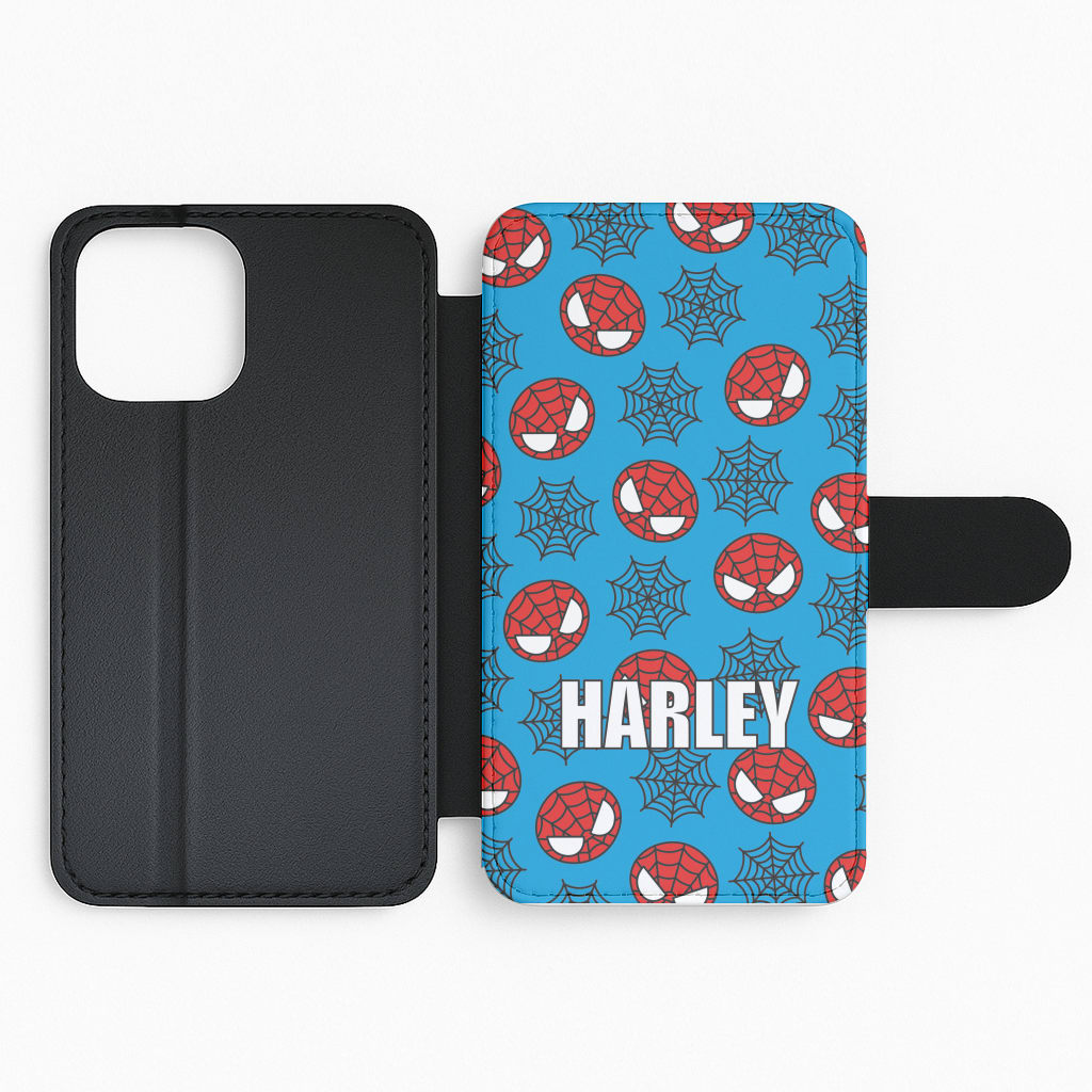 Spiderman And Webs - Personalised Superhero Comic Flip Phone Case