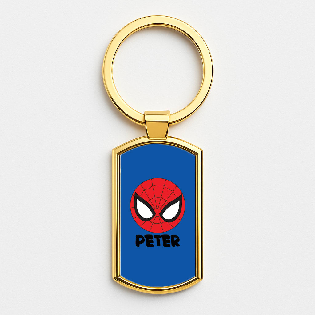 SpiderMan - Personalised Superhero Comic Gold Keyring
