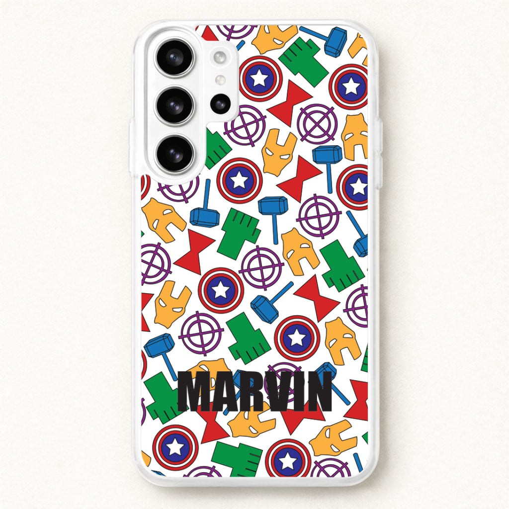 Icon Pattern - Personalised Superhero Comic Phone Case for Galaxy S26 Ultra